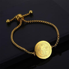 Wholesale Stainless Steel 18K Gold Plated Bracelet Simple Artistic Human Religion Motif - ChicMeto