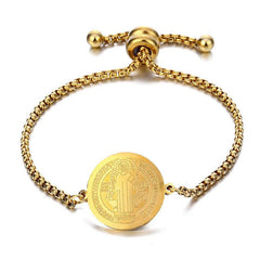 Wholesale Stainless Steel 18K Gold Plated Bracelet Simple Artistic Human Religion Motif - ChicMeto