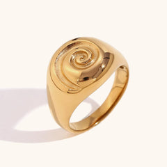 Wholesale Stainless Steel 18K Gold Plated Casual Retro Swirl Pattern Rings - ChicMeto