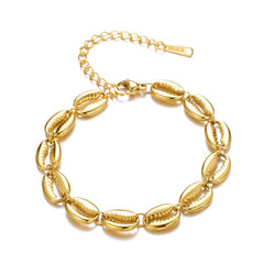 Wholesale Stainless Steel 18K Gold Plated Simple Style Shell Bracelets - ChicMeto