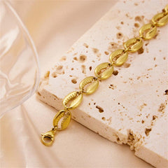 Wholesale Stainless Steel 18K Gold Plated Simple Style Shell Bracelets - ChicMeto