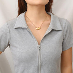 Wholesale Stainless Steel 18K Gold Plated Simple Style Solid Color Necklace - ChicMeto