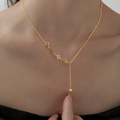 Wholesale Stainless Steel 18K Gold Plated Sweet Four Leaf Clover Plating Sweater Chain - ChicMeto