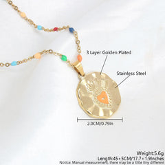 Wholesale Stainless Steel 18K Gold Plated Vacation Beach Geometric Enamel Plating Pendant Necklace - ChicMeto