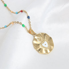 Wholesale Stainless Steel 18K Gold Plated Vacation Beach Geometric Enamel Plating Pendant Necklace - ChicMeto