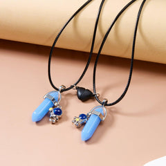 Wholesale Streetwear Astronaut Alloy Natural Stone Luminous Unisex Pendant Necklace - ChicMeto