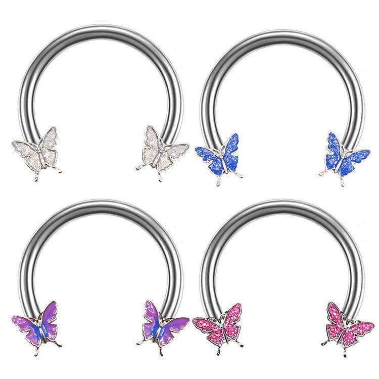 Wholesale Streetwear Butterfly Plating Stainless Steel Titanium Steel White Gold Plated Nose Ring Studs - ChicMeto