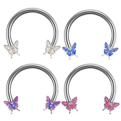 Wholesale Streetwear Butterfly Plating Stainless Steel Titanium Steel White Gold Plated Nose Ring Studs - ChicMeto