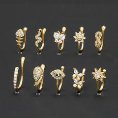 Wholesale Streetwear Cool Style Geometric Devil's Eye Brass Plating Inlay Zircon 18k Gold Plated White Gold Plated Nose Ring - ChicMeto