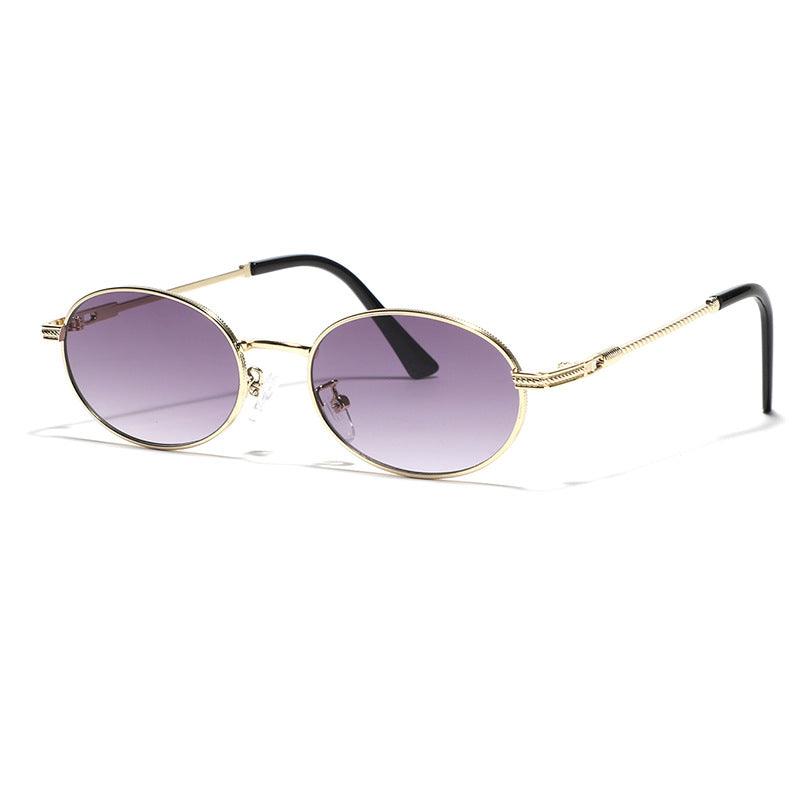 Wholesale Streetwear Gradient Color AC Round Frame Full Frame Women's Sunglasses - ChicMeto