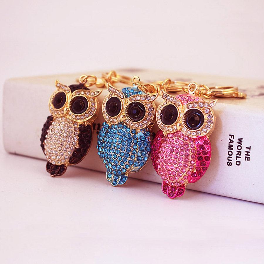 Wholesale Streetwear Owl Alloy Keychain | Rhinestone Inlay, Women's Keychain - ChicMeto