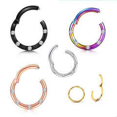 Wholesale Streetwear Round Stainless Steel Plating Inlay Zircon Nose Ring - ChicMeto