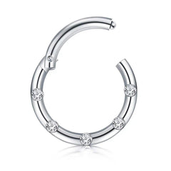 Wholesale Streetwear Round Stainless Steel Plating Inlay Zircon Nose Ring - ChicMeto