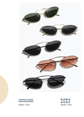 Wholesale Streetwear Solid Color AC Cat Eye Full Frame Women's Sunglasses - ChicMeto