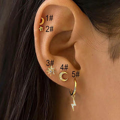 Wholesale Streetwear Star Moon Plating Inlay Copper Zircon Ear Studs - ChicMeto