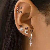 Wholesale Streetwear Star Moon Plating Inlay Copper Zircon Ear Studs - ChicMeto