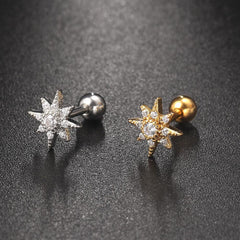 Wholesale Streetwear Star Moon Plating Inlay Copper Zircon Ear Studs - ChicMeto