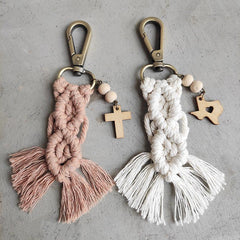 Wholesale Streetwear Tassel Alloy Wood Cotton Unisex Bag Pendant Keychain - ChicMeto