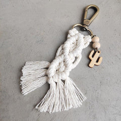 Wholesale Streetwear Tassel Alloy Wood Cotton Unisex Bag Pendant Keychain - ChicMeto