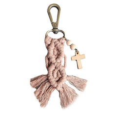 Wholesale Streetwear Tassel Alloy Wood Cotton Unisex Bag Pendant Keychain - ChicMeto