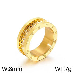 Wholesale Streetwear Titanium Steel Enamel Roman Numeral Rings - ChicMeto