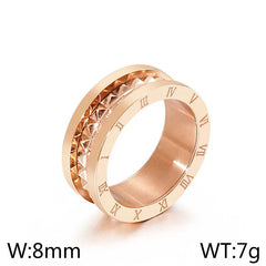 Wholesale Streetwear Titanium Steel Enamel Roman Numeral Rings - ChicMeto