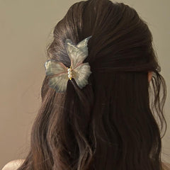 Wholesale Sweet Butterfly Cloth Pearl Hair Clip 2 Pieces - ChicMeto