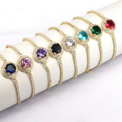 Wholesale Sweet Round Copper 18K Gold Plated Zircon Bracelets in Bulk - ChicMeto