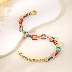 Wholesale Sweet Simple Style Geometric Stainless Steel Enamel Plating 18k Gold Plated Bracelets - ChicMeto