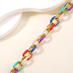 Wholesale Sweet Simple Style Geometric Stainless Steel Enamel Plating 18k Gold Plated Bracelets - ChicMeto