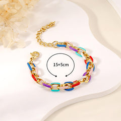 Wholesale Sweet Simple Style Geometric Stainless Steel Enamel Plating 18k Gold Plated Bracelets - ChicMeto