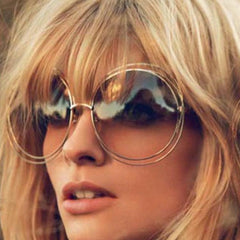 Wholesale Sweet Solid Color AC Round Frame Full Frame Women's Sunglasses - ChicMeto