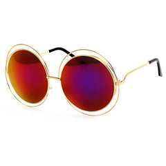 Wholesale Sweet Solid Color AC Round Frame Full Frame Women's Sunglasses - ChicMeto