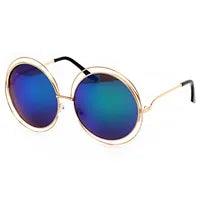 Wholesale Sweet Solid Color AC Round Frame Full Frame Women's Sunglasses - ChicMeto