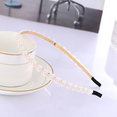 Wholesale Sweet Solid Color Imitation Pearl Alloy Plating Hair Band - ChicMeto