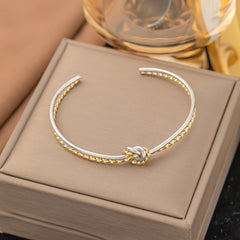 Wholesale Titanium Steel 18K Gold Plated Bangle Classic Geometric Color Block Criss Cross Design - ChicMeto