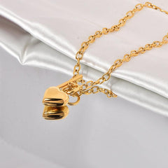 Wholesale Titanium Steel 18K Gold Plated Cute Sweet Heart Shape Polishing Pendant Necklace - ChicMeto