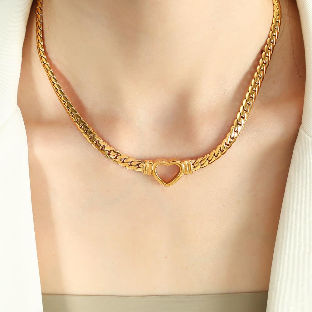 Wholesale Titanium Steel 18K Gold Plated Retro Commute Plating Solid Color Necklace - ChicMeto