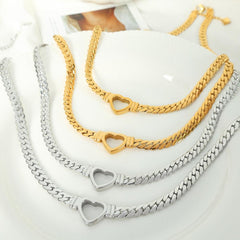 Wholesale Titanium Steel 18K Gold Plated Retro Commute Plating Solid Color Necklace - ChicMeto