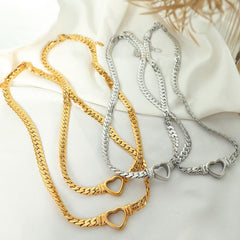 Wholesale Titanium Steel 18K Gold Plated Retro Commute Plating Solid Color Necklace - ChicMeto