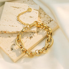 Wholesale Titanium Steel 18K Gold Plated Retro Simple Style Commute Geometric Bracelets - ChicMeto