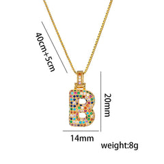 Wholesale Titanium Steel 18K Gold Plated Simple Style Inlay Letter Zircon Pendant Necklace - ChicMeto