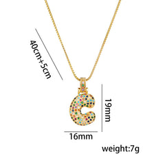 Wholesale Titanium Steel 18K Gold Plated Simple Style Inlay Letter Zircon Pendant Necklace - ChicMeto