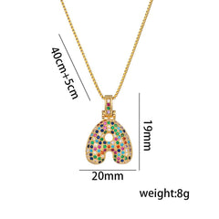 Wholesale Titanium Steel 18K Gold Plated Simple Style Inlay Letter Zircon Pendant Necklace - ChicMeto