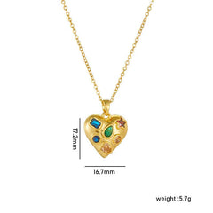 Wholesale Titanium Steel Copper 18K Gold Plated Simple Style Shiny Inlay Heart Shape Zircon Pendant Locket Necklace - ChicMeto