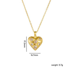 Wholesale Titanium Steel Copper 18K Gold Plated Simple Style Shiny Inlay Heart Shape Zircon Pendant Locket Necklace - ChicMeto