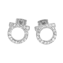 Wholesale Titanium Steel Zircon Ear Studs Simple Elegance in Solid Colors - ChicMeto