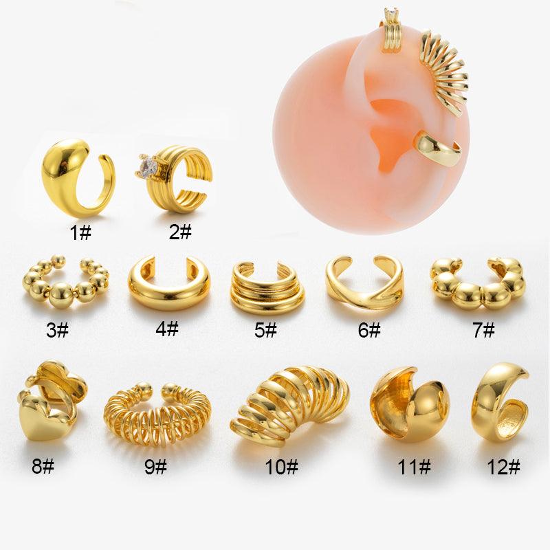 Wholesale Vintage Cool Style Geometric Eye Snake Plating Copper 18k Gold Plated Ear Studs - ChicMeto