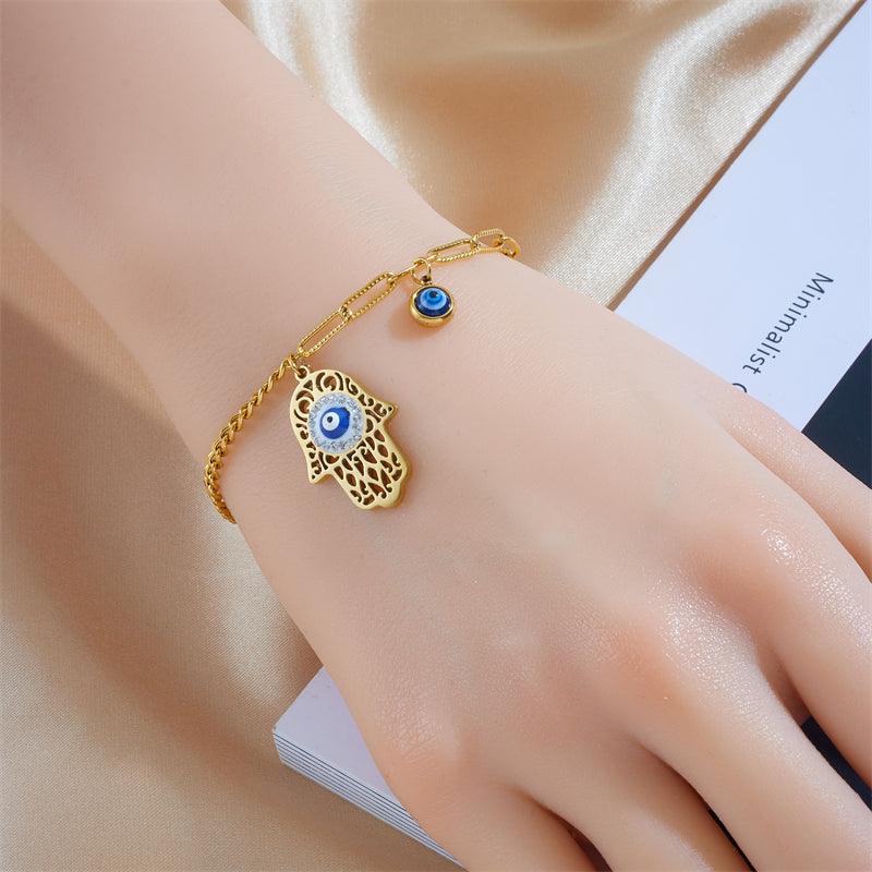 Wholesale Vintage Style Devil's Eye Titanium Steel Plating 18K Gold Plated Bracelets - ChicMeto