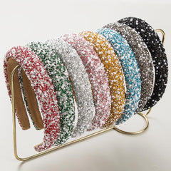 Wholesale Women's Baroque Simple Classic Color Block Cloth Inlay Rhinestones Pearl Hair Band - ChicMeto